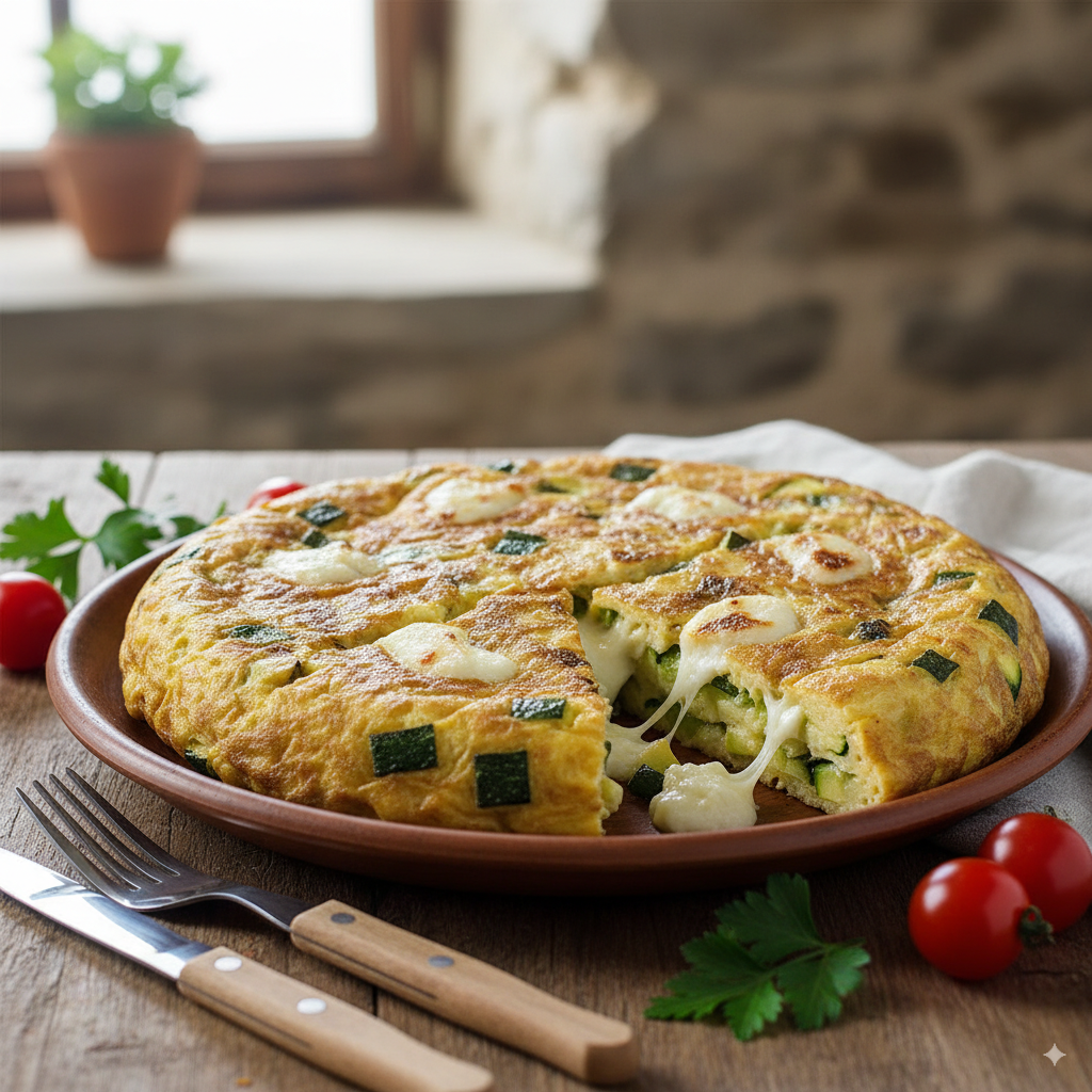 Tortilla de calabacín con queso sin gluten
